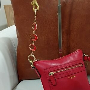 Red Crescent Moon Shape Bag Strap Extender Gold Accents *Bag Sold Separately*